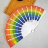 Regenboog Fans Vouwen Fans Art Kleurrijke Hand Held Fan Zomer Accessoire Voor Verjaardag Bruiloft Decoratie Partij Gunst Gift TH1003