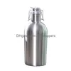 Vattenflaskor Premium 2L rostfritt stål flaskor Homebrew Beer Growler Secure Swing Top Big Capacity for Outdoor Cerveja Drop Deliver Dhxnj