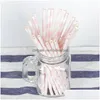 Drinking Straws Disposable Degradable Paper Sts Eco-Friendly Striped Design Summer Party Birthday Juice Drop Delivery Home Garden Ki Dh3Ov