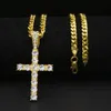 Hommes Hiphop Bijoux Nouveau Style Charme Classique Croix Collier Pendentif Complet Glacé Cristal Strass Crux Drop 297I