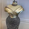 2021 Plus Size Arabisch Aso Ebi Sparkly Sexy Perlen Prom Kleider High Neck Mantel Pailletten Abend Formale Party Zweiter Empfang Gow272l