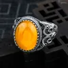 Bröllopsringar S925 Silverring Stöd tom munöppning Kvinnlig honungsvax Amber Lazurite DIY Tillbehör 10.5 14