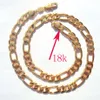 18k Solid Gold Plated Authentic Finish 18k Stamped 10mm Fine Figaro Chain Necklace Men's Made In 600mm281G