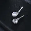 Orecchini a bottone Zirconi Elegent Party Wedding Jewelry Luxury Long CZ Crystal Big Round Dangling For Brides