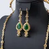 Necklace Earrings Set Moroccan Crystal Bridal Jewelry Hand Inlay Rhinestones Retro Court Style Bracelet Ring Crown 5pcs/set