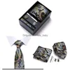 TIN الرقبة مجموعة الهدايا مربع مخصص مخصصة للرجال روابط Hankie Cufflinks مجموعات الرقبة Paisley Cravats مخططة الرقبة للرجال زفاف P DH2CV