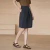 Spódnice 2023 Elegancka elegancka spódnica z kolanami wysokiej talii Kobiety
