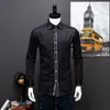 Camisas sociais masculinas primavera/outono Camisas sociais justas de manga comprida masculinas Europa Negócios Camisa social com borda causal Camisas para noivos de casamento de alta qualidade 230721