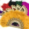 Sets 1pcs Turkey Handfan Fans faits à main pour la décoration de mariage ventilateur avec des pierres Eventaille Mariage africain Feather Hand Teny Fan Curtain