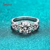 Smyoue 4ct 100% Moissanite Anel de Diamante para Mulheres Aliança de Casamento de Ouro Amarelo 18K Joias de Noiva S925 Prata Esterlina Atacado GRA