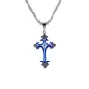 Pendant Necklaces Cross Stainless Steel Necklace Retro Street Hip Hop Long Dress Sweater Chain Trendy Religious