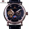 Forsining mode luxe mains lumineuses Rose or hommes montres Top marque Tourbillon diamant affichage automatique mécanique Watch222g