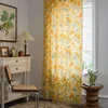 Curtain Rural Floral Yellow Printed Cotton Linen Fabric Semi-Blackout - Kitchen Living Room Bedroom