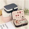 Förvaringslådor BINS LITA SMEYCHE BOX NECKLACE RINGREGRUMMER PORTABLE Travel Case Dubbelskikt för kvinnor Girls XBJK2211 Drop Deliv DHGW3