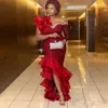 ASO EBI SUREKS SUKIENKI EVERNICE Nigeryjskie Style Koronkowe aplikacje o wysokim niskim pociągu formalne suknie imprezowe Plus Size Sukienki balowe afrykańskie RO1893