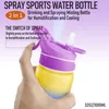 Bottiglie d'acqua Summer Spray Borraccia sportiva Gradiente Glassato Space Cup 1000Ml Bere umidificazione Raffreddamento Bollitore con indicatore del tempo