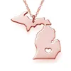 À la mode Michigan Carte Collier En Acier Inoxydable Coeur Pendentif Femmes Mode Bijoux Cadeau 12pcs / lot Colliers199V