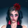 ヘアクリップスケルトンハンドクローハロウィーンヘアリップビッグフラワーピン女性コスプレコスチュームヘッドアクセサリー