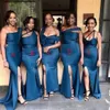 Vestidos de dama de honra sereia azul marinho 2022 estilos mistos vestidos de dama de honra sul-africanos tamanho grande feito sob encomenda para convidados de casamento 301q