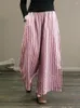 Pantalones de mujer 2023 otoño Vintage Lino cintura alta recto barril rayas Capris Slim Fit gota algodón hogar mujer al aire libre