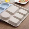 Bowls Wheat Straw Tableware Student Dinner Plate Large Capacity Rectangular Cafeteria Adult Fall-proof Fast Compartment Set