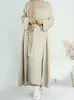 Etnische Kleding Ramadan Eid Katoen Linnen Open Abaya Dubai Turkije Lange Moslim Hijab Jurk Kimono Abaya's voor Vrouwen Effen Kaftan Islamitische Kleding 230721