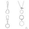 keychains Lanyards 925 Sterling Sier Fashion European Round -keychain قلادة أصلية أنثى DIY Pandora قلادة رائعة Hangin DH5VO