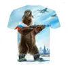 T-shirts pour hommes vêtements pour hommes 2023 marque russie T-shirt ours guerre T-shirt militaire pistolet T-shirts hauts avec impression 3D drôle