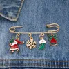 Spille Moda Grandi Spille Spilla Babbo Natale Natale Alce Albero Campana Fiocchi di neve Maglione Cardigan Clip Smalto Distintivo Spilla