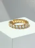 Cluster Rings mässing med 18 K Gold Zircon Geo Statement Women Jewelry Punk Designer Club Cocktail Party Japan Korea Fashion