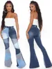 Jeans da donna Stretch Patchwork Flare Blu Per donna Casual Slim Vita alta Retro Streetwear Sexy Hip Lifting Mom Y2k Pantaloni Denim