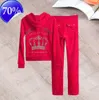 mode Juicy Trainingsanzug Damen Zweiteilige Hosen Zurück Diamant Ornament Crown Print Regelmäßige Kapuze Schlanke Tops Gerade Lose Casual Hosen Frauen 2023