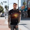 Camisetas masculinas de verão Camiseta Universo Planeta Impresso em 3D Personalidade Moda casual