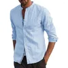 Männer Casual Hemden Sommer Herren Vintage Einfarbig Hemd Mode Leinen Langarm Hawaii Weiß Männer Blusas Camisa Masculina