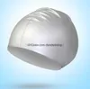 Unisex Silicone Solid Swimming Caps för långt hårvattentät dykning Cap Professional Swim Hat Keep Hairs Dry Water Sports Beach Hatts