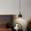 Chandeliers Bedroom Bedside Chandelier Creative Vintage Solid Wood Dining Room Lamp Brass Walnut Bar Long Line Small