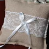 Wedding Ring Pillow Cushion Vintage Burlap Lace Decoration For Bridal Party Ceremony Pocket MYDING226e