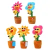 Novidade Jogos Cantar E Dançar Cactus Sun Flower Brinquedo Simulação Girassol Tocando Saxofone Bluetooth Musical Pelúcia 230721