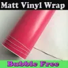 Roze Mat Vinyl Car Wrap Film Met air release Full Car Wrapping Folie Roze rode Auto sticker Cover size1 52x30 m Roll 4 98x98ft240D