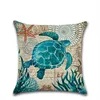 45cm 45cm Sea Turtle Conch Linen Cotton Pillow Covers Sofa Pillow Case Animal Design Square 18in 18in Cushion Cover261l