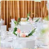 Flores decorativas elegante base de madeira grinalda anel DIY artesanato e decoração de casa acessório para casamento festival suprimentos de férias