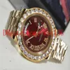 Luxury -Selling Red Dial Mens Wrist Watch Day-Date II 18k yellow Gold 41MM President 228238 Diamond Men's Casual Watches320A