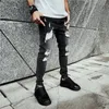 Mens Jeans Fashion Mid Waist Skinny Men Vintage Distressed Elastic Destroyed Pencil Pants Black Casual Big Ripped Denim 230721