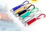 Outdoor camping Led Torch 3 in1 Mini laser Flashlight Aluminum Alloy Torch with Carabiner Ring Keyrings mini Flashlights Red Laser Pointer