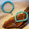 Bohemian Natural Stone Peads Bracelets Lucky Charm 8 mm Blue Turquoises Para bransoletki Naturalne biżuterię łańcuch ręki dla kobiet prezenty