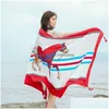 Towel Beach Sun Protection Scarf Summer Cotton Linen Ethnic Tourism Swimming Bath 180X90 Cm Drop Delivery Home Garden Textiles Dhc91