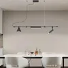 Lustres Nórdicos Lustre Retangular Designer Led Spot Light Para Mesa De Jantar Bar Cozinha Ilha Lâmpada Decoração Da Casa Quarto Preto