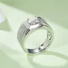 Cluster Ringe Lerca Glänzender Luxus Silber Farbe Ring Weiß 1CT Moissanit Ehering Herren Party Schmuck