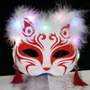 Máscara de penas de raposa brilhante Cosplay máscara de interpretação de papéis Pixiv Fox LED estilo antigo máscara de festa Keaton máscara de penas meia cara máscara de gato