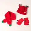 Foulards écharpe trois pièces chapeau ensemble gants mignon enfants velours bébé laine costume de noël bois